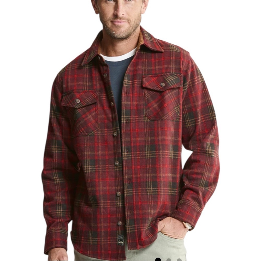 Jachs Men's Red and Black Plaid Shirt Jacket NWT-Sz/S